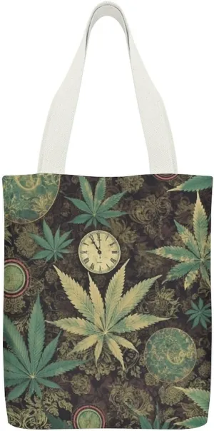 Canvas Portable Shopping Bag,A Puff in Time Weed Marijuana Print Cute Canvas Tote Bag,canvas Shopping Bag,storage Canvas Tote Bag