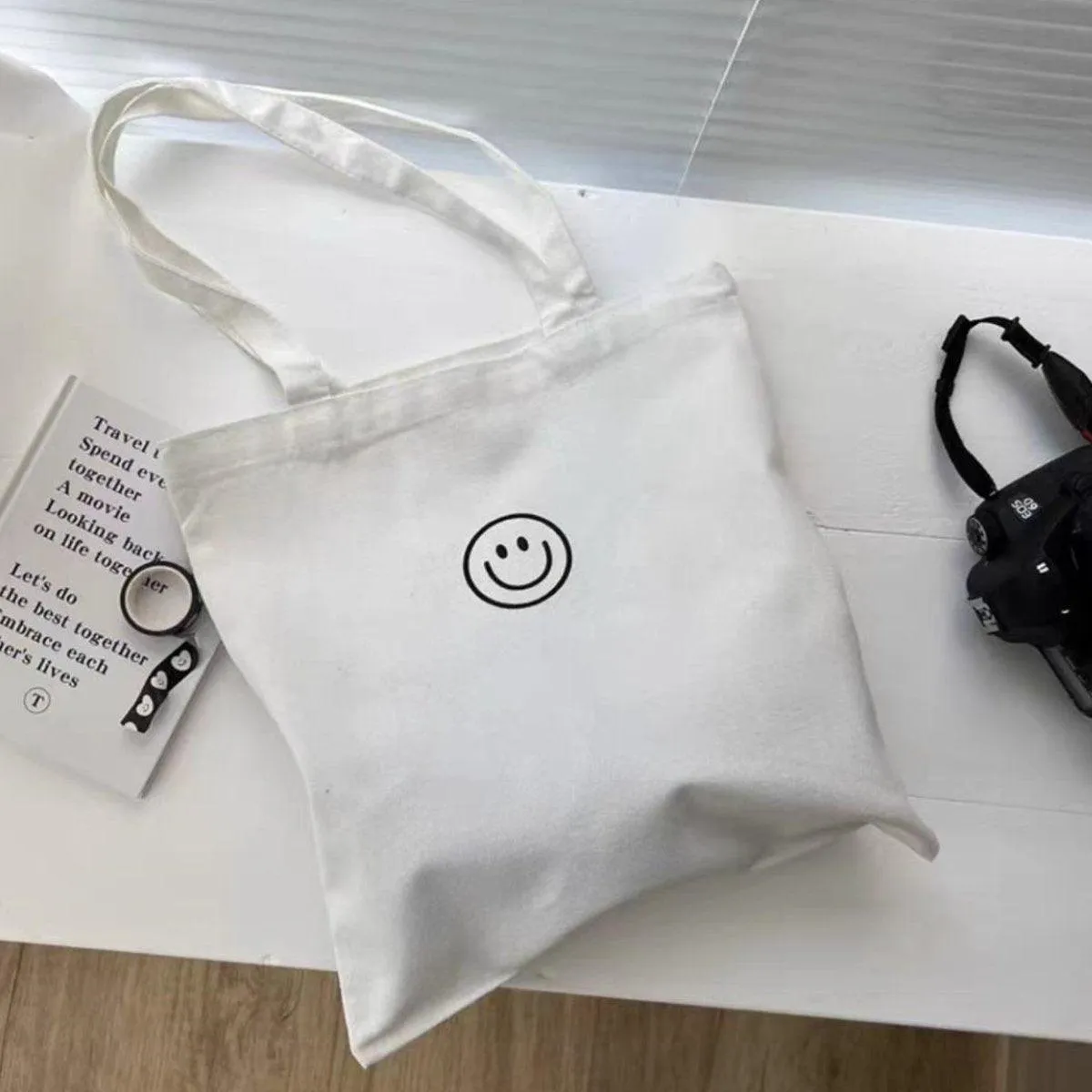 Canvas Shoulder Bag for Women Student Fashion All in One Shopping Tote Handbag