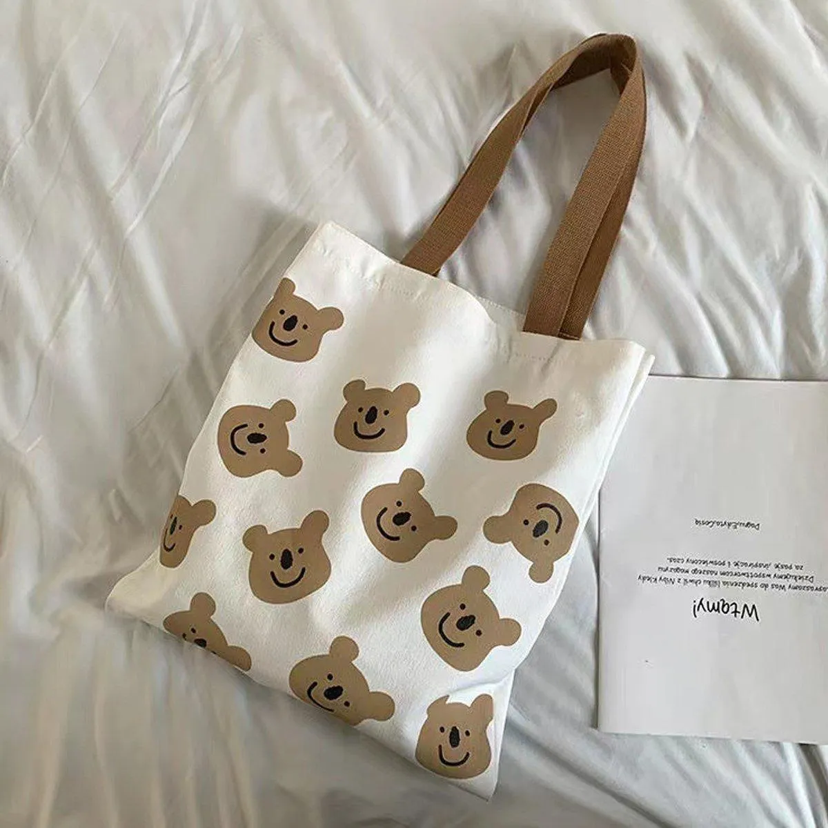 Canvas Shoulder Bag for Women Student Fashion All in One Shopping Tote Handbag