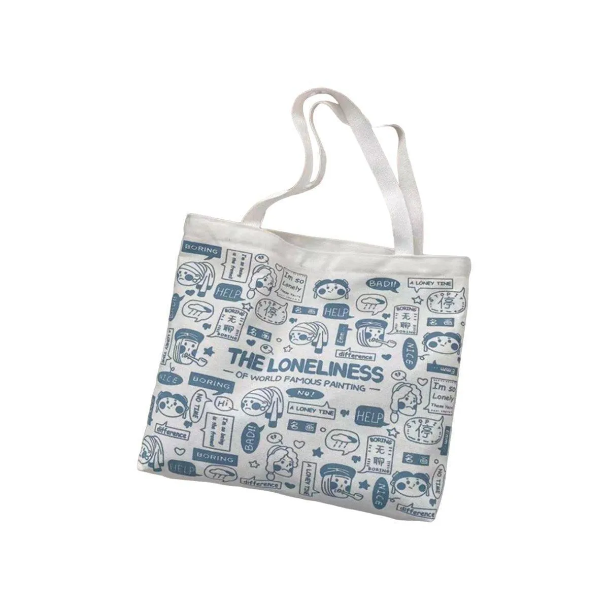 Canvas Shoulder Bag for Women Student Fashion All in One Shopping Tote Handbag