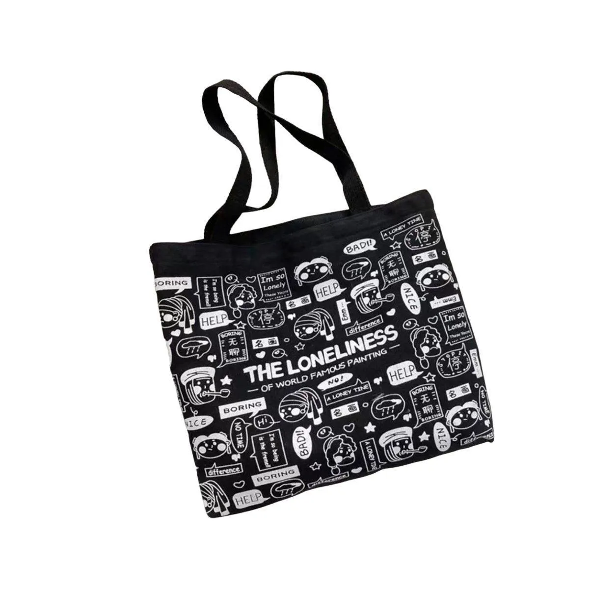 Canvas Shoulder Bag for Women Student Fashion All in One Shopping Tote Handbag