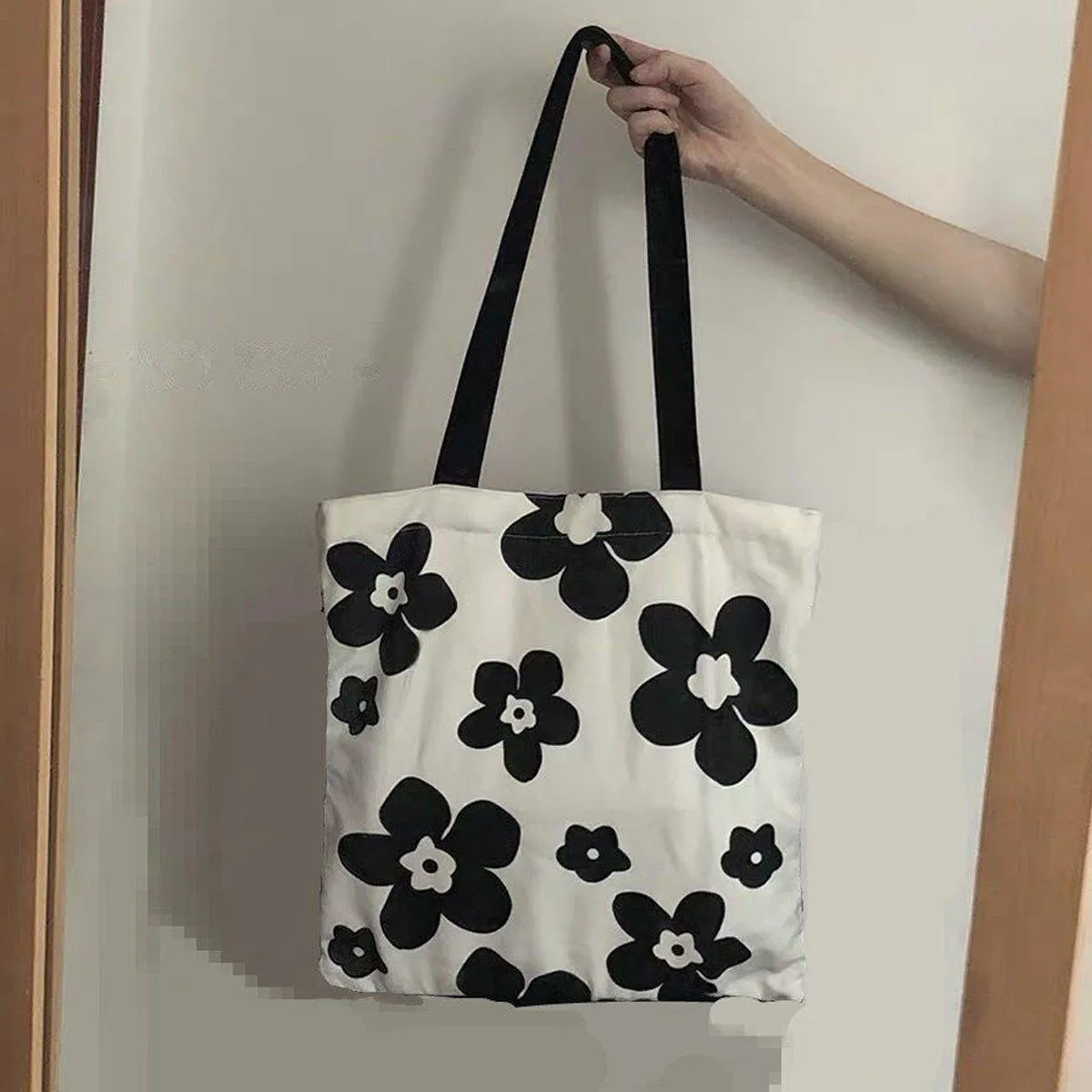 Canvas Shoulder Bag for Women Student Fashion All in One Shopping Tote Handbag