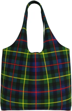 Canvas Shoulder Tote Bags For Women And Men, Reusable Grocery Bags, Large Capacity Fletcher Modern Tartan Printed