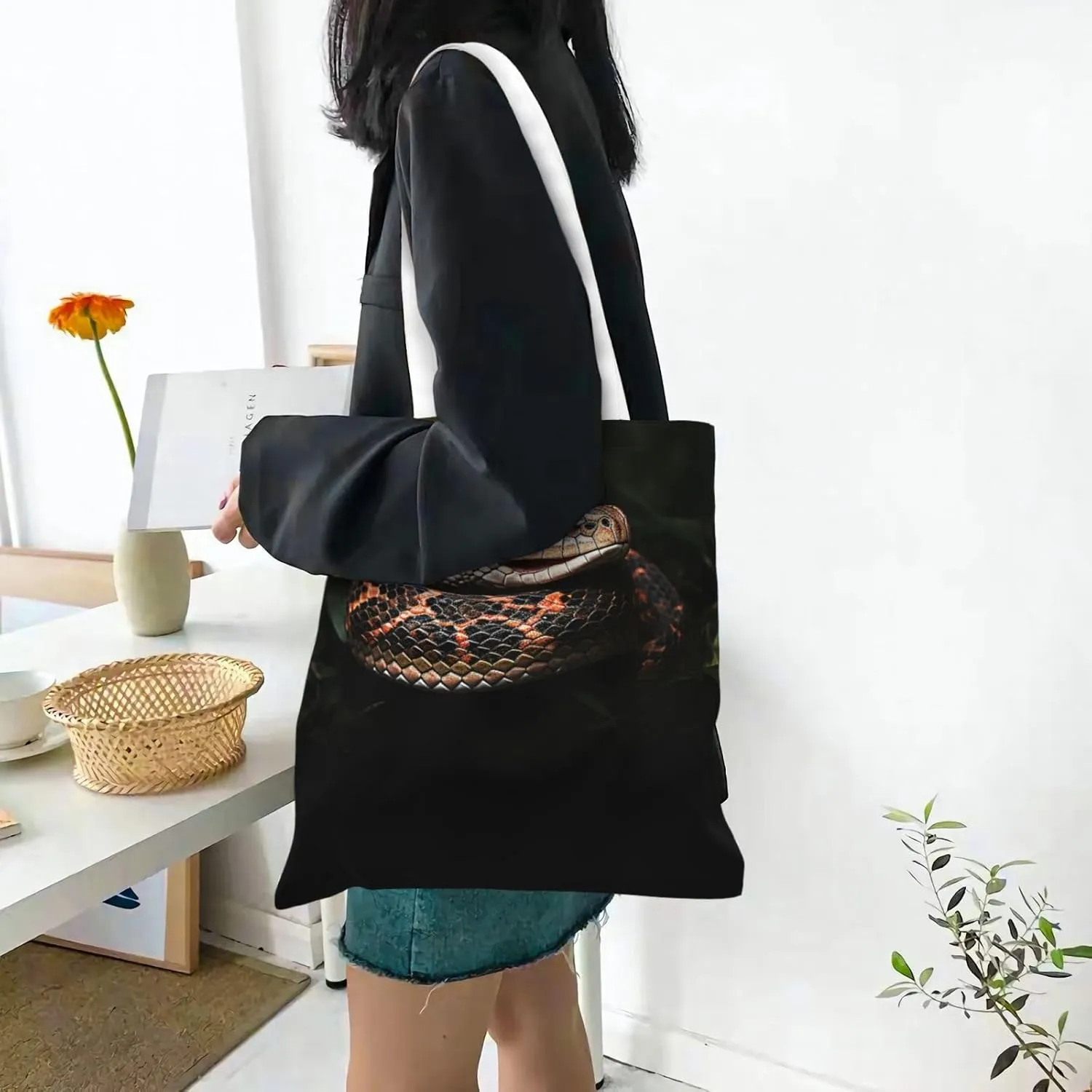 Canvas Tote Bag For Women Reusable Shopping Bag Casual Stars Crimson And Blue Shoulder Bag Handbag For Travel