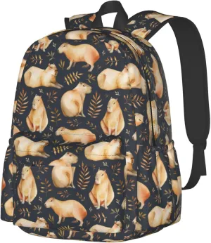 Capybara Backpack Book Bags Lightweight Casual Laptop Backpacks Travel Daypack For Man Woman