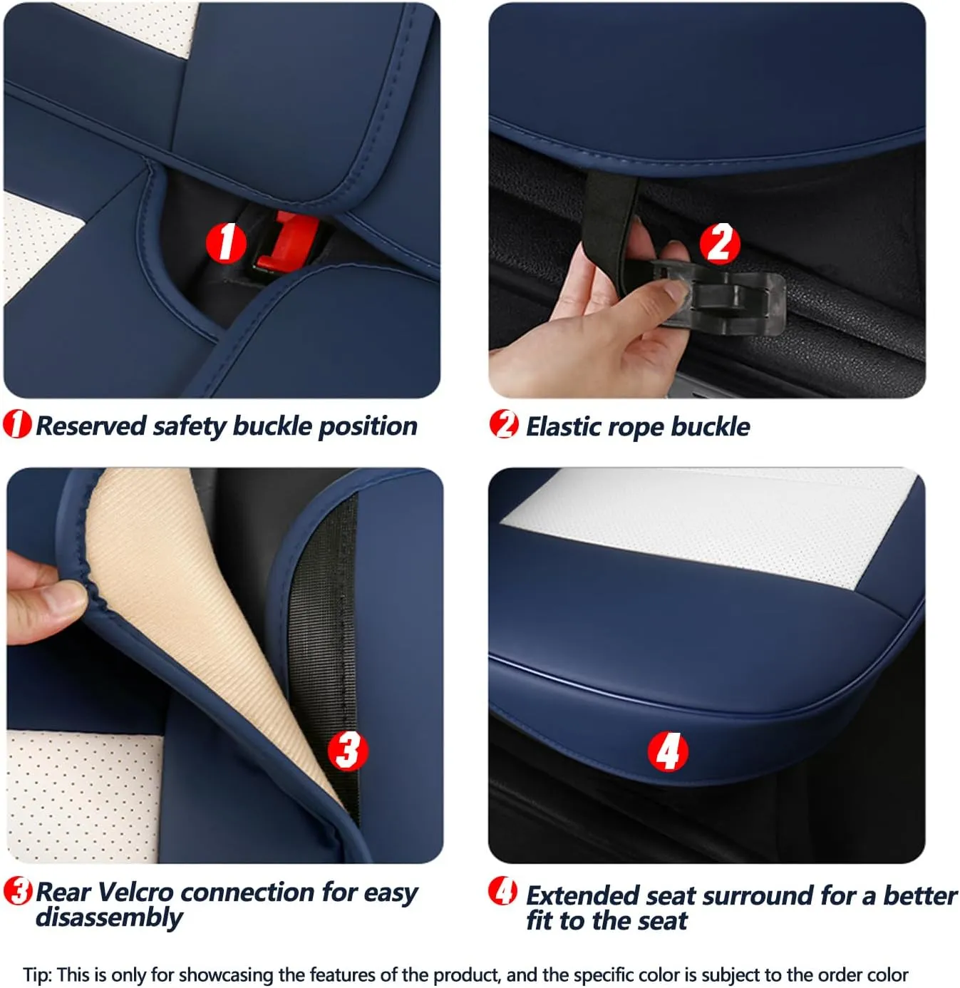 Car Seat Covers Full Set 3D Foam Back Support, 2 Front Seats Universal Fit for Most Trucks,Sedan and SUVs, Waterproof PU Leather Super Breathable, Storage Bags, All Season, Red  White