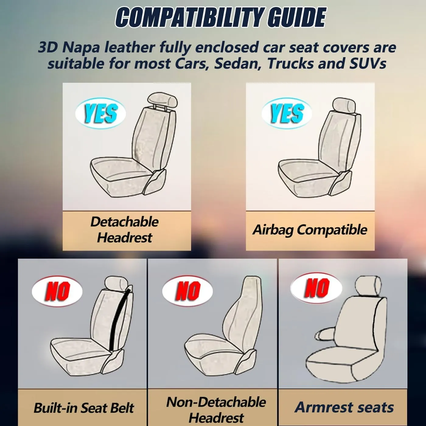 Car Seat Covers Full Set 3D Foam Back Support, 2 Front Seats Universal Fit for Most Trucks,Sedan and SUVs, Waterproof PU Leather Super Breathable, Storage Bags, All Season, Red  White