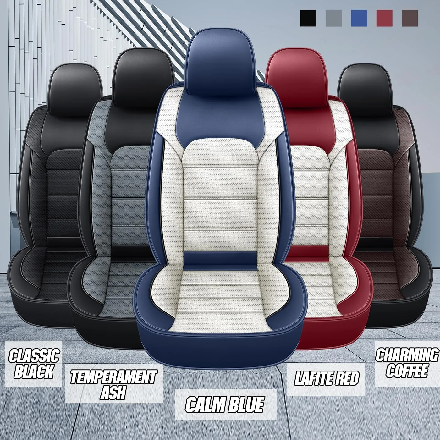 Car Seat Covers Full Set 3D Foam Back Support, 2 Front Seats Universal Fit for Most Trucks,Sedan and SUVs, Waterproof PU Leather Super Breathable, Storage Bags, All Season, Red  White