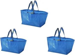 Carrier Storage Bag Frakta, 3 pcs. Set, Elegant Blue color, Shopping and transportation Bag. Large size 21 ¾x14 ½x13 ¾ /19 gallon heavy-duty carrying handles durability, and convenience!