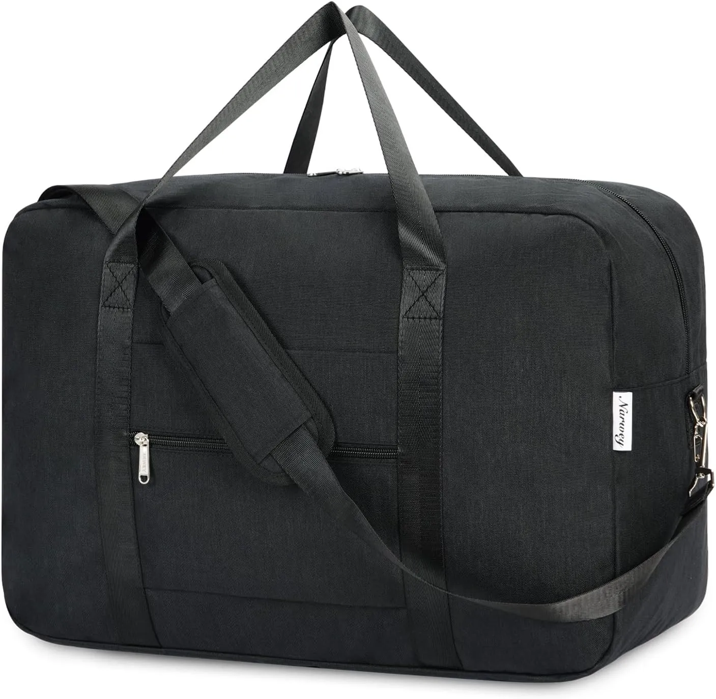 Carry on luaggage 22x14x9 Airlines Approved Foldable Carry on Bag Travel Duffel Packable Duffle Overnight for Women and Men 40L (Black)
