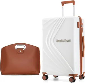 Carry on Luggage, ABS PC Hard Shell Suitcase with 4 Spinner Wheels, Aairline Approved 20in Carry on Suitcase with TSA Lock, USB Port and Phone Holder (Ivory White, Carry-On 20-Inch)
