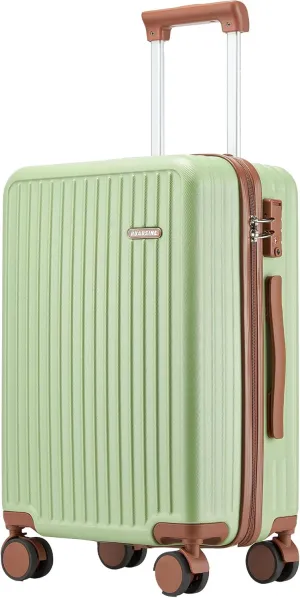 Carry on Luggage Airline Approved, Hardside Carry-on Suitcase with Spinner Wheels, Hard Shell Lightweight Small Travel Luggage with TSA Lock (Green, 20 IN)