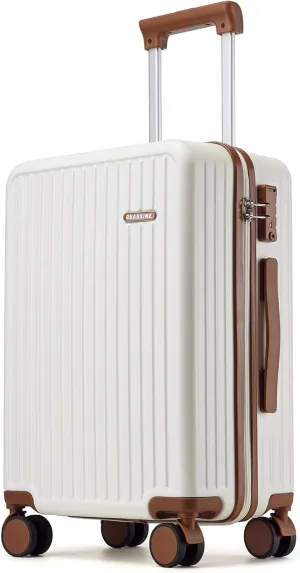 Carry on Luggage Airline Approved, Hardside Carry-on Suitcase with Spinner Wheels, Hard Shell Lightweight Small Travel Luggage with TSA Lock (White)