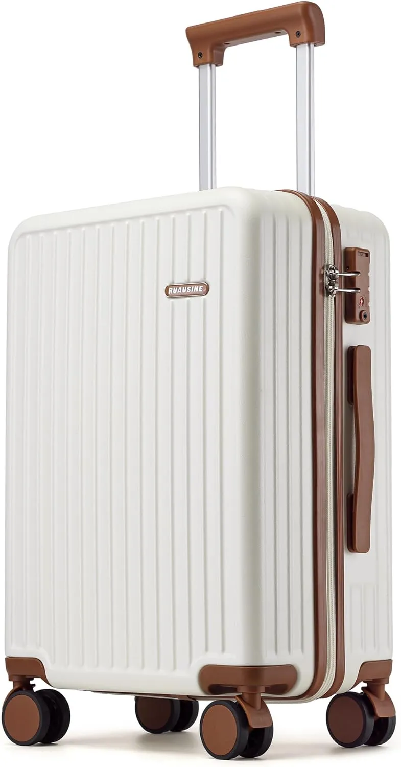Carry on Luggage Airline Approved, Hardside Carry-on Suitcase with Spinner Wheels, Hard Shell Lightweight Small Travel Luggage with TSA Lock (White)