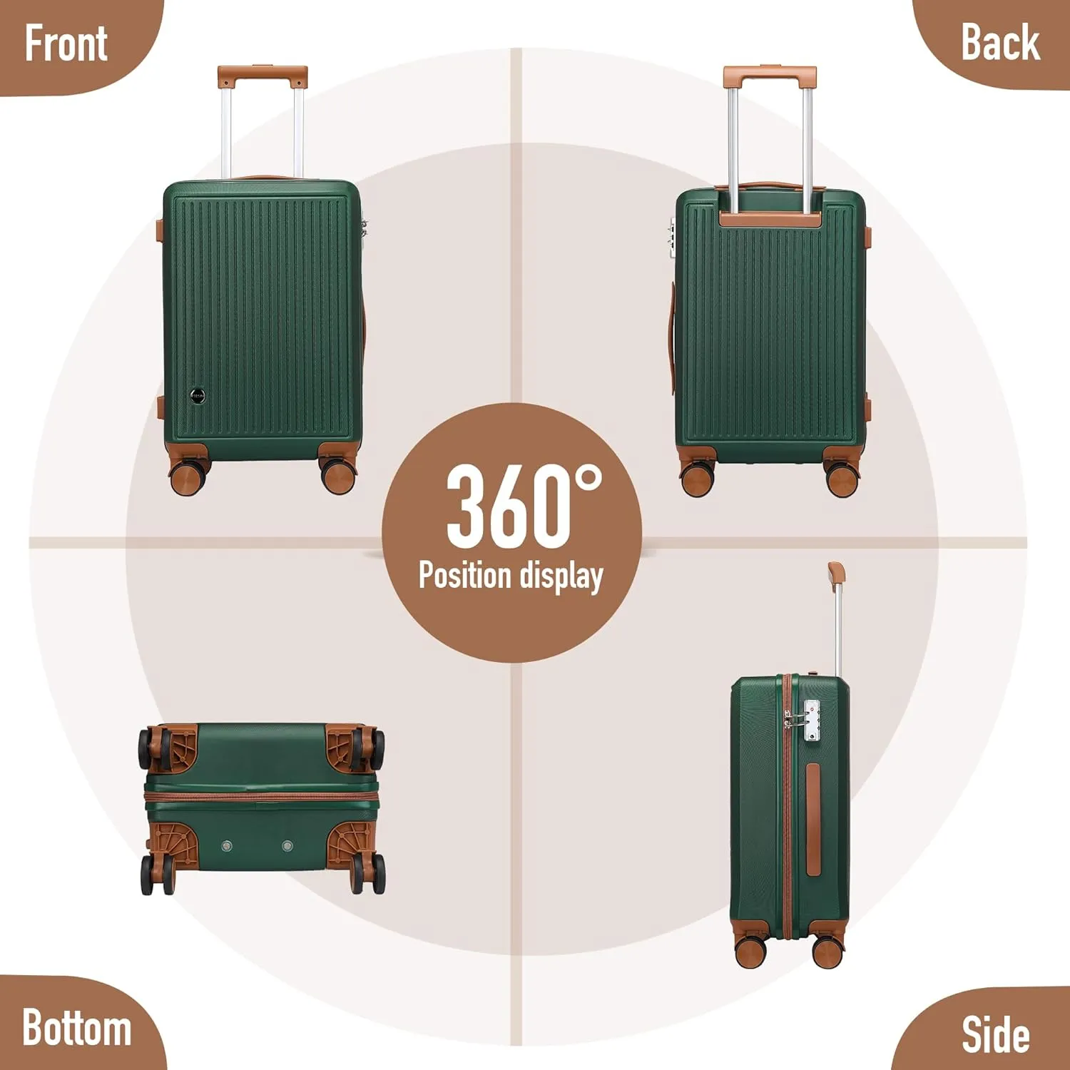 Carry on Luggage with Spinner Wheels, 22x14x9 Airline Approved Carry-on Suitcase, Small Hardside Luggage with TSA Lock,Hard Shell Suitcase,Hard Case for Travel (Green, 20-Inch)
