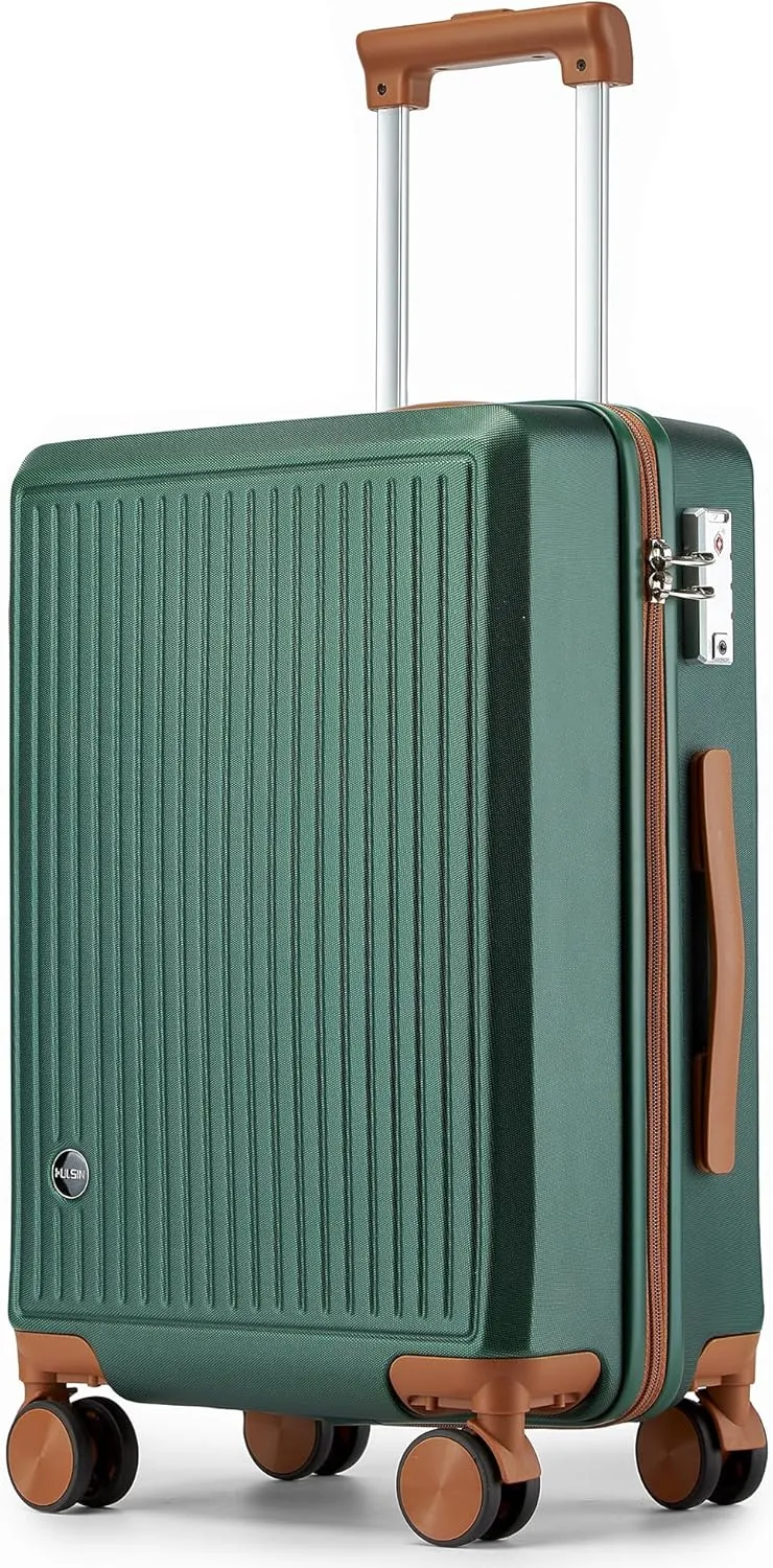 Carry on Luggage with Spinner Wheels, 22x14x9 Airline Approved Carry-on Suitcase, Small Hardside Luggage with TSA Lock,Hard Shell Suitcase,Hard Case for Travel (Green, 20-Inch)