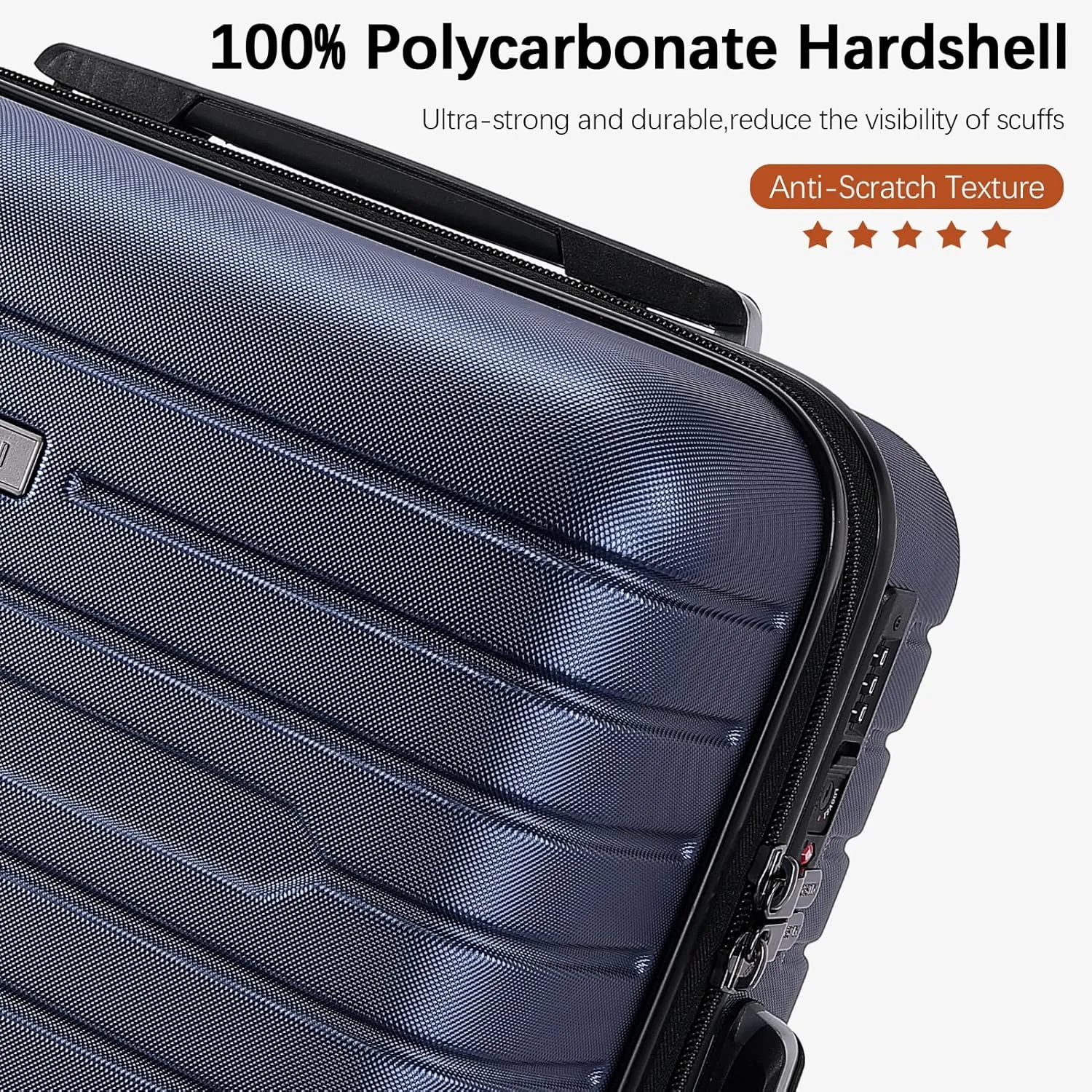 Carry on Luggage with Spinner Wheels, Hardside Lightweight 20" Carry on Suitcase Airline Approved TSA Lock (Navy Blue)