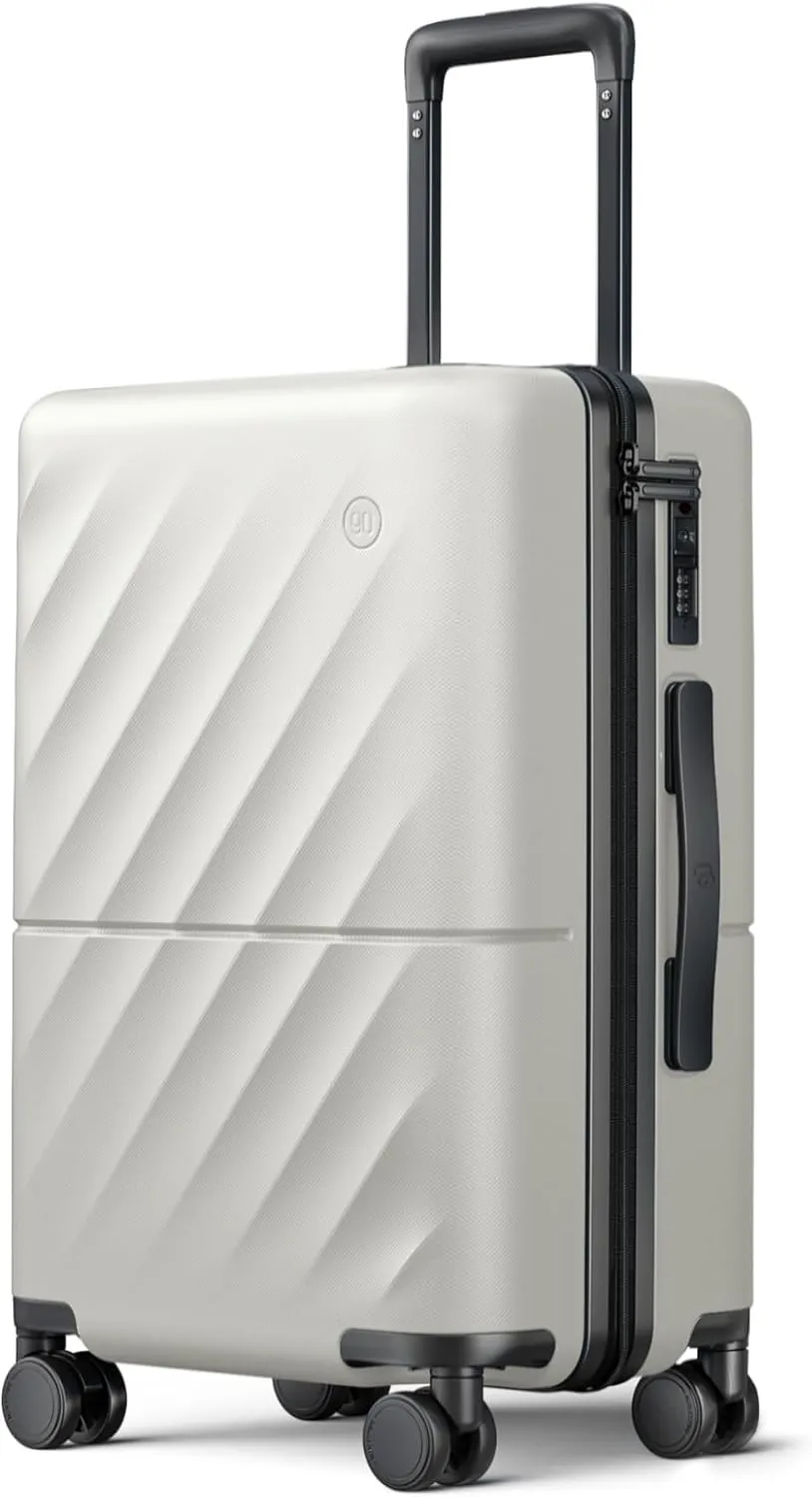 Carry On Suitcase, 20 Inch Carry-On Luggage with Double Spinner Wheels, Anti-Burst Zipper, Hard Case PC Suitcase Carry On, Lightweight Travel Luggage, TSA Approved (Pearl White, Hudson)
