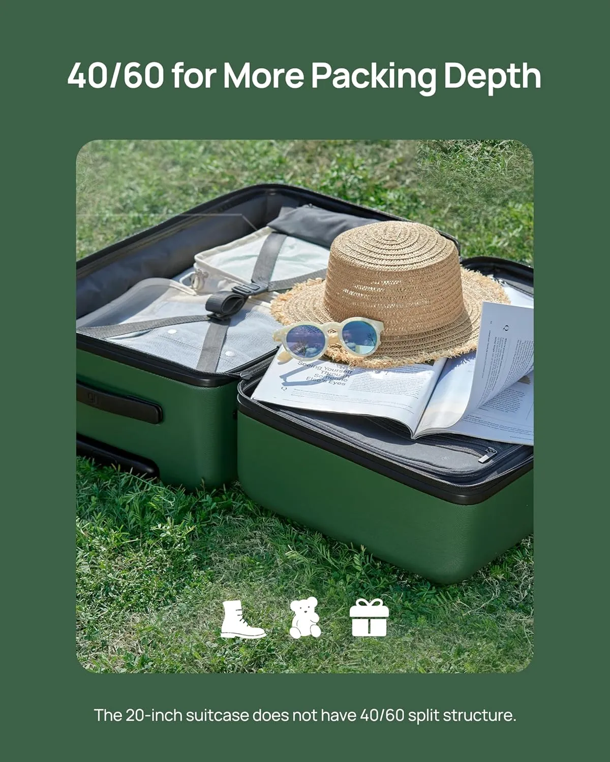 Carry On Suitcase, 20 Inch Carry-On Luggage with Double Spinner Wheels, Anti-Burst Zipper, Hard Case PC Suitcase Carry On, Lightweight Travel Luggage, TSA Approved (Slate Grey, Hudson)