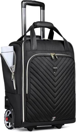 Carry-On Underseat Luggage with Wheels,18 inch Carry-on Luggage for Airlines,Underseat Lightweight Suitcase for Women,Softside Overnight Luggage for Business Travel