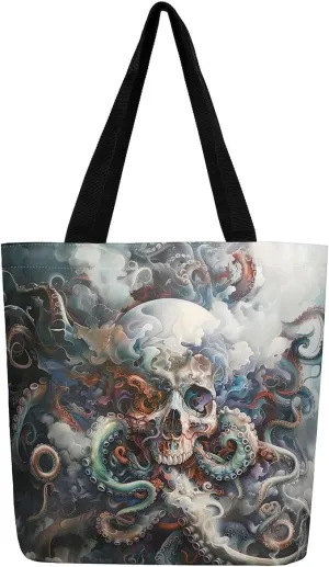 Cartoon Canvas Tote Bag Aesthetic for Women Girls,Cute Animals Reusable Grocery Handbag
