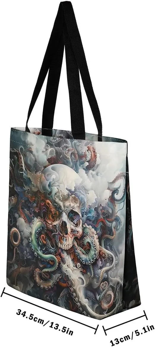 Cartoon Canvas Tote Bag Aesthetic for Women Girls,Cute Animals Reusable Grocery Handbag