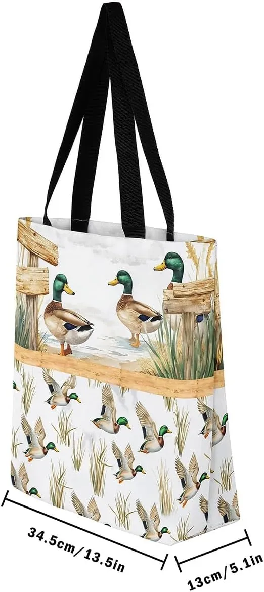 Cartoon Canvas Tote Bag Aesthetic for Women,Cute Animals Reusable Grocery Handbag