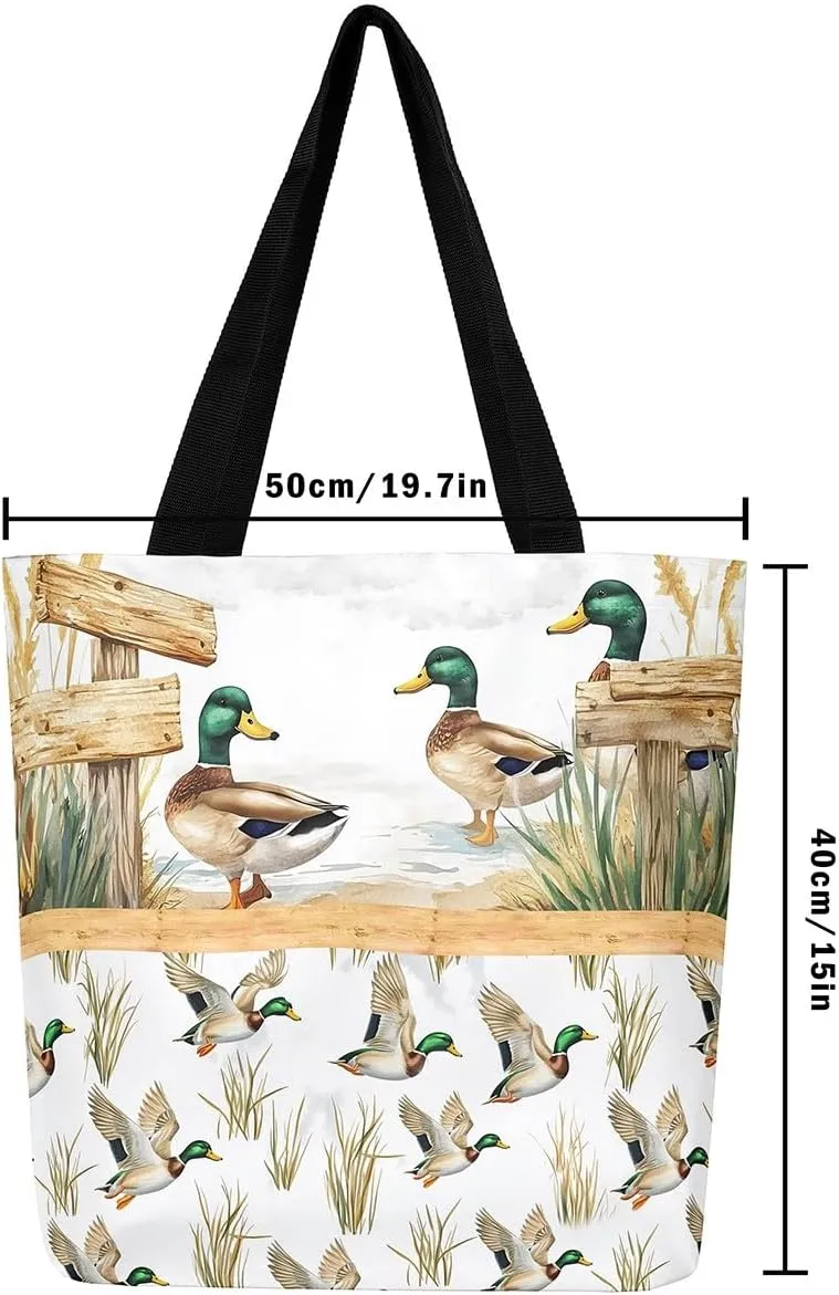 Cartoon Canvas Tote Bag Aesthetic for Women,Cute Animals Reusable Grocery Handbag
