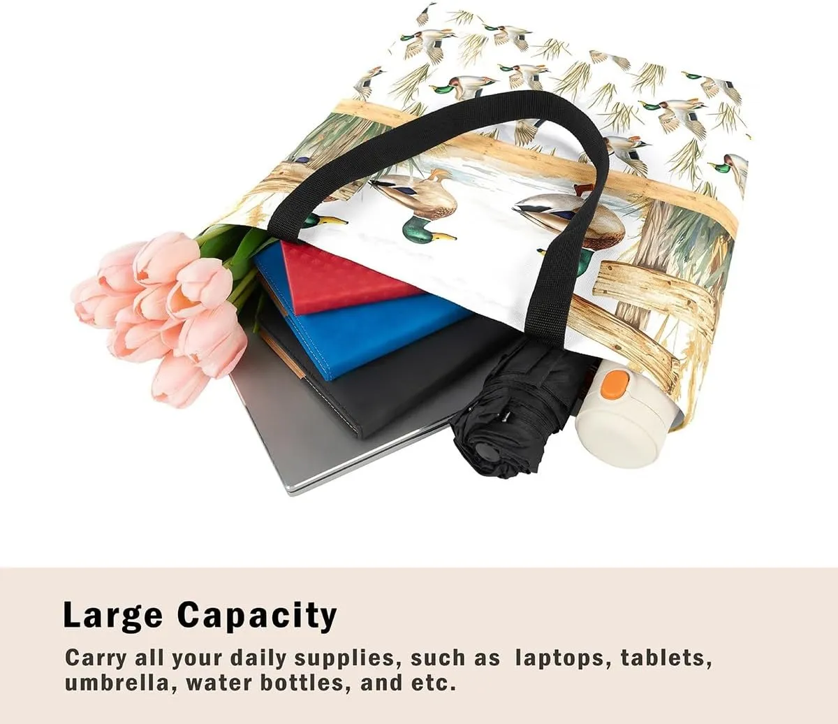 Cartoon Canvas Tote Bag Aesthetic for Women,Cute Animals Reusable Grocery Handbag