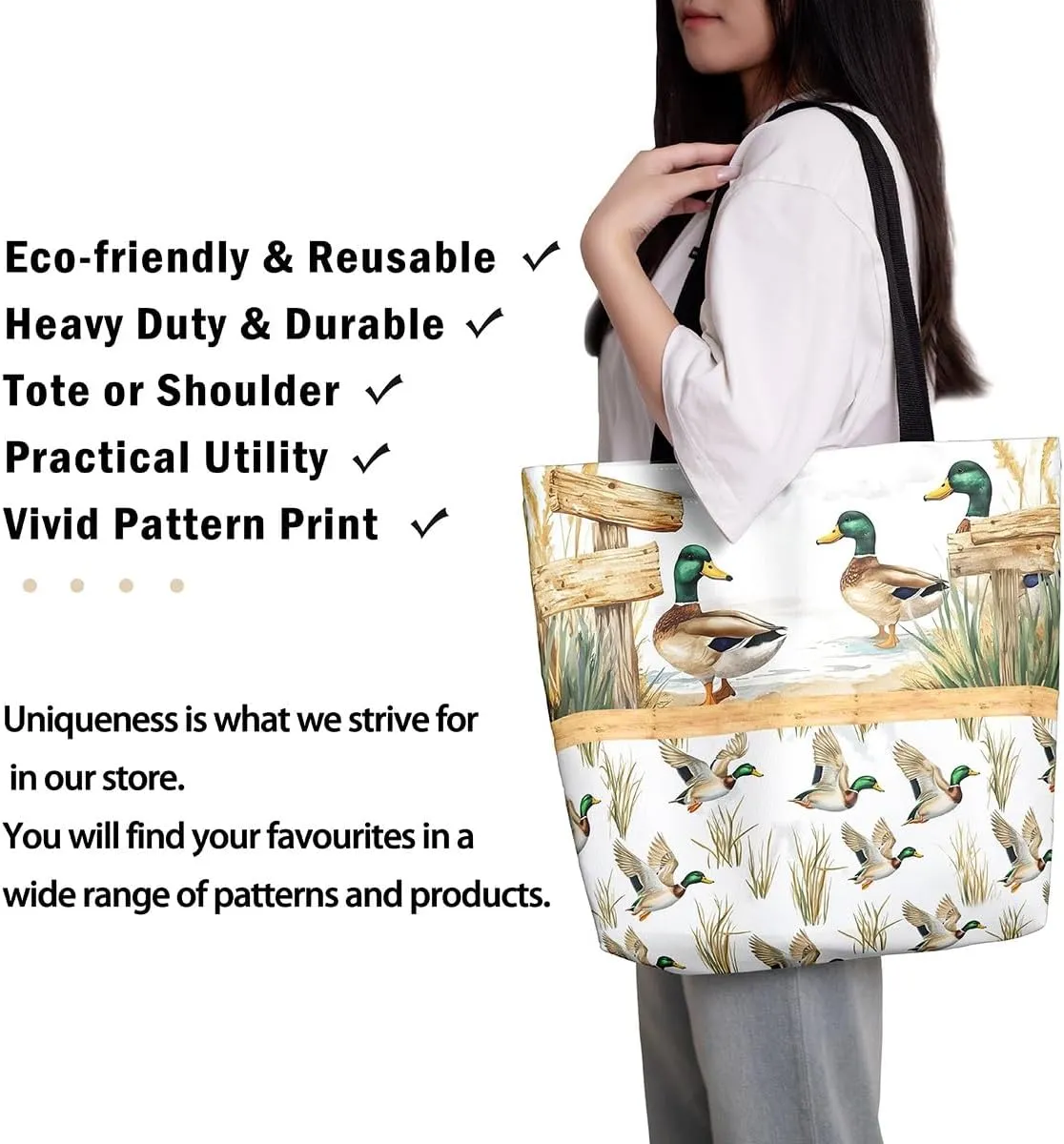 Cartoon Canvas Tote Bag Aesthetic for Women,Cute Animals Reusable Grocery Handbag