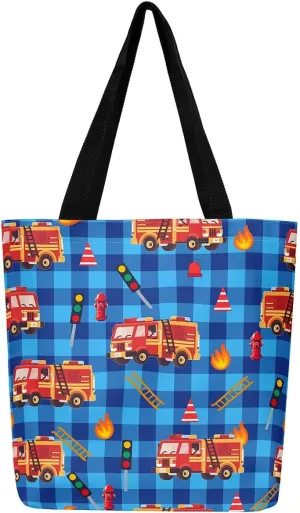 Cartoon Car Trucks Canvas Tote Bag 19.7x5.1 Inch Aesthetic Tote Bag for Adults Shopping Gym