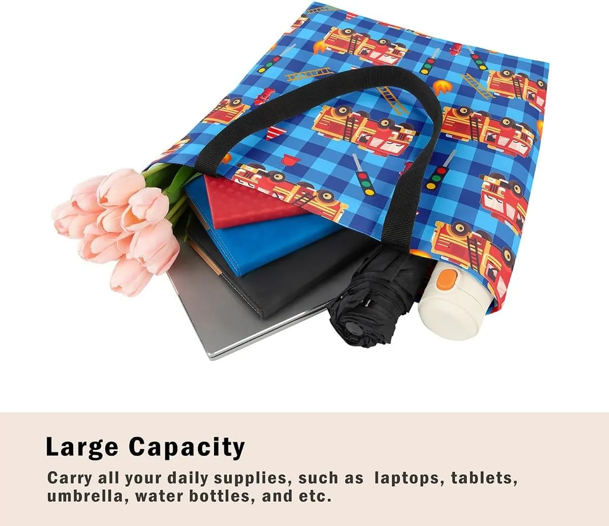 Cartoon Car Trucks Canvas Tote Bag 19.7x5.1 Inch Aesthetic Tote Bag for Adults Shopping Gym