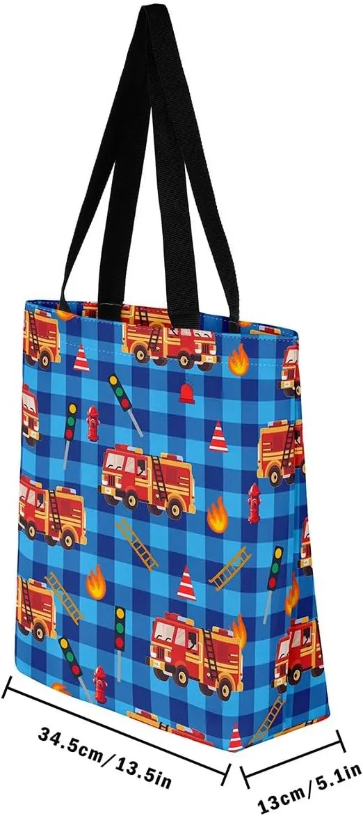 Cartoon Car Trucks Canvas Tote Bag 19.7x5.1 Inch Aesthetic Tote Bag for Adults Shopping Gym