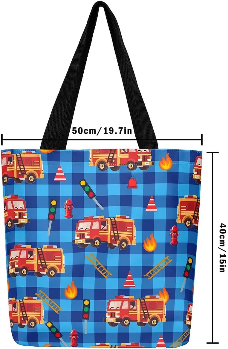 Cartoon Car Trucks Canvas Tote Bag 19.7x5.1 Inch Aesthetic Tote Bag for Adults Shopping Gym