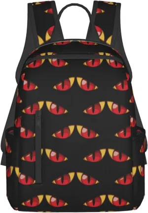 Cartoon Evilly Red Yellow Eyes Casual Backpacks Large Capacity Laptop Backpack Sports Fitness Rucksack Travel Carry-On Daypack Adjustable Shoulder Strap Work Bag for Outdoor Camping