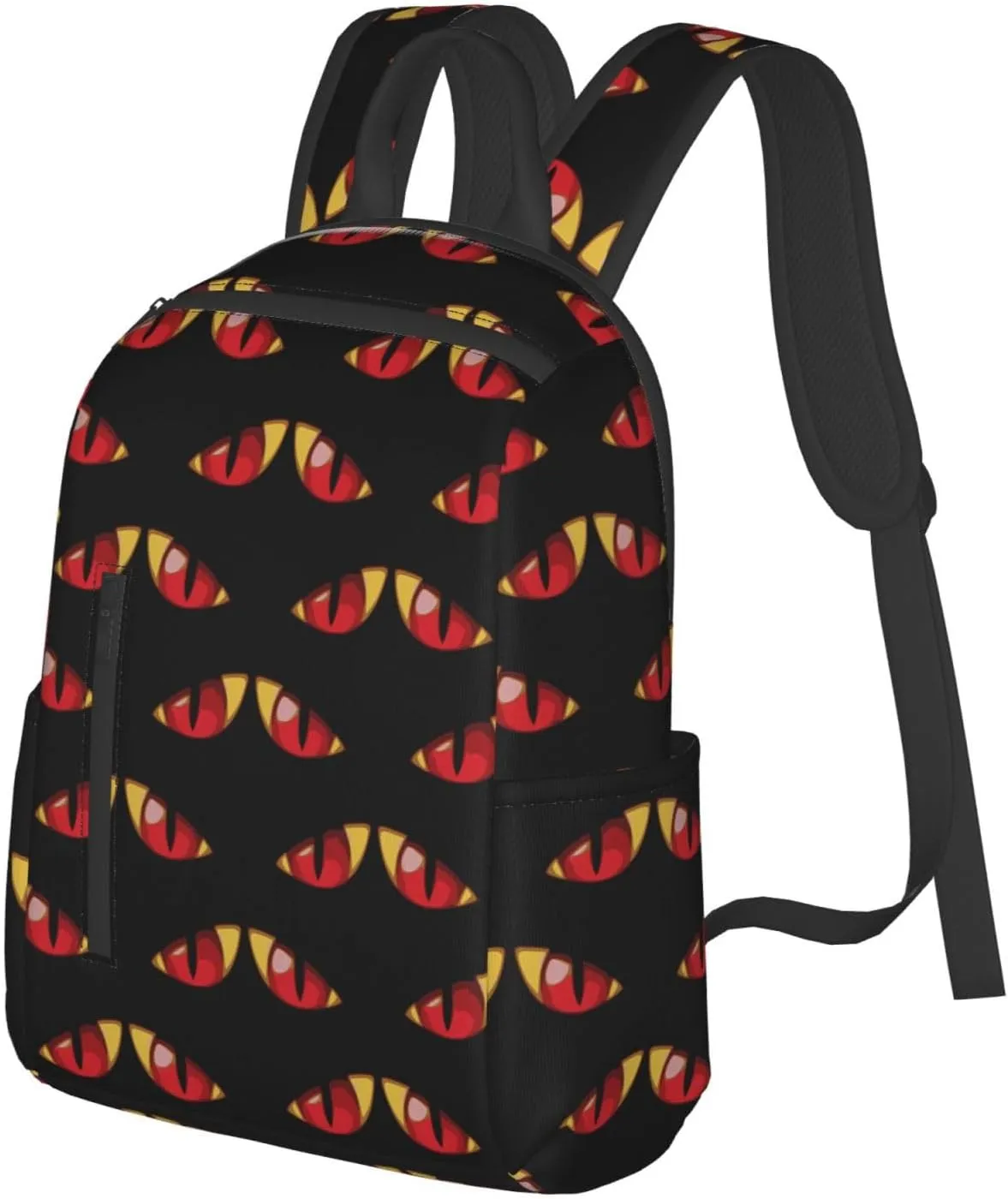 Cartoon Evilly Red Yellow Eyes Casual Backpacks Large Capacity Laptop Backpack Sports Fitness Rucksack Travel Carry-On Daypack Adjustable Shoulder Strap Work Bag for Outdoor Camping