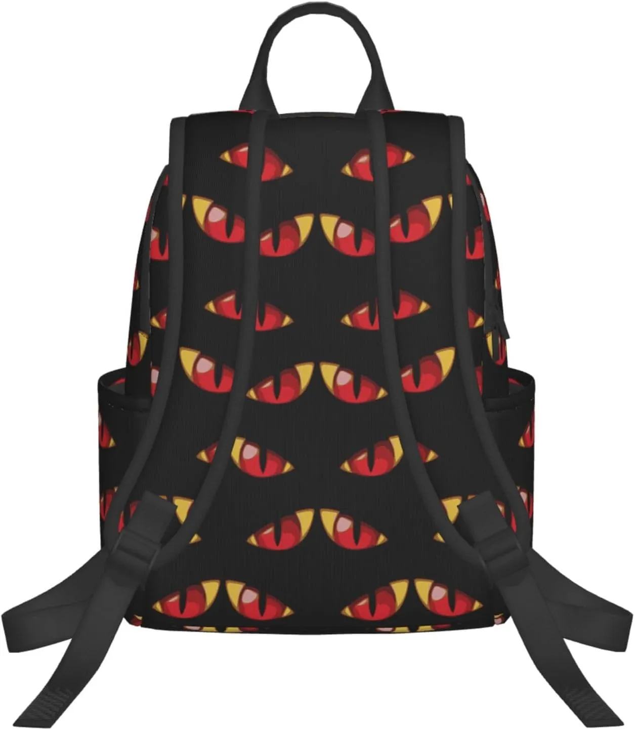 Cartoon Evilly Red Yellow Eyes Casual Backpacks Large Capacity Laptop Backpack Sports Fitness Rucksack Travel Carry-On Daypack Adjustable Shoulder Strap Work Bag for Outdoor Camping