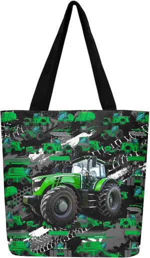 Cartoon Train Canvas Tote Bag,Retro Train Reusable Grocery Handbag