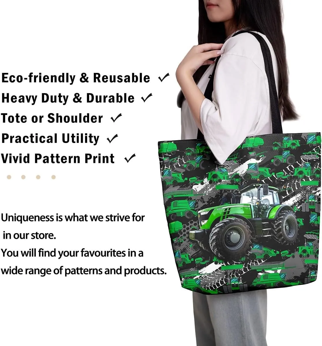 Cartoon Train Canvas Tote Bag,Retro Train Reusable Grocery Handbag