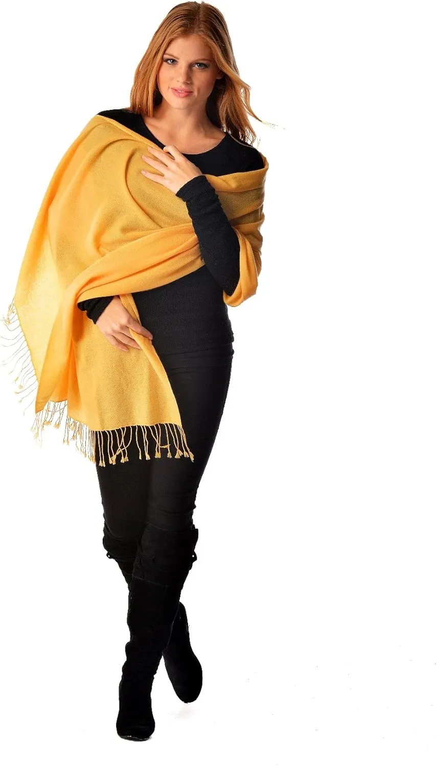 Cashmere Boutique 100% Pure Cashmere Pashmina Wrap Stole for Women – Lightweight, Daily Wear, Soft and Warm - 28" x 80"