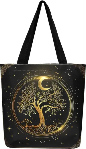 Castle Fairy Bohemian Style Canvas Tote Bag 19.7x5.1 Inch Exotic Western Shoulder Handbags for Shopping Gym