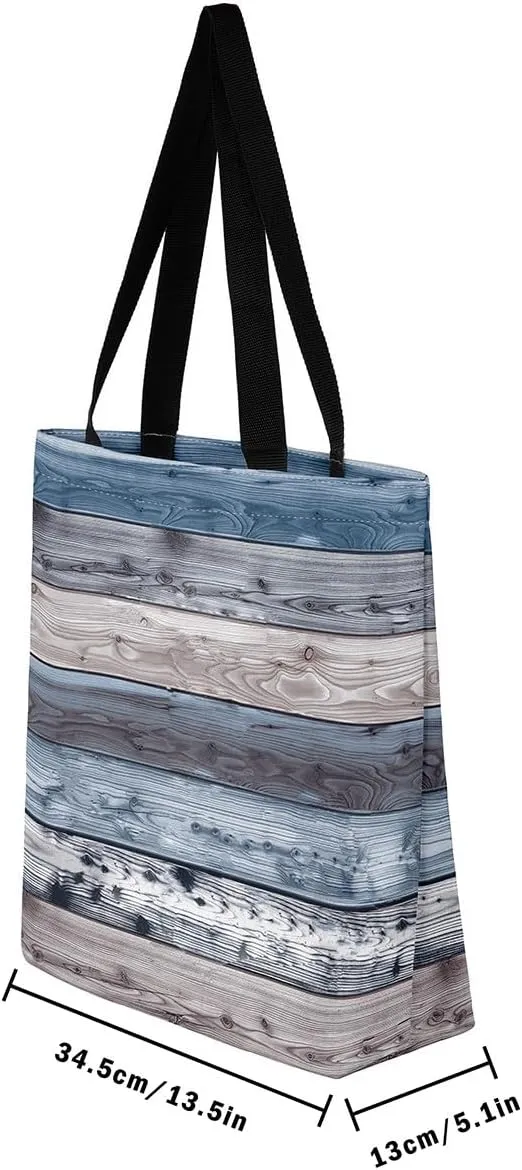 Castle Fairy Farmhouse Canvas Tote Bag for Adults Retro Wood Stripes Rustic Aesthetic Shoulder Handbags for Shopping Gym