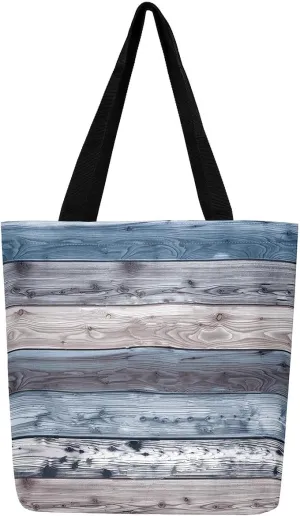 Castle Fairy Farmhouse Canvas Tote Bag for Adults Retro Wood Stripes Rustic Aesthetic Shoulder Handbags for Shopping Gym