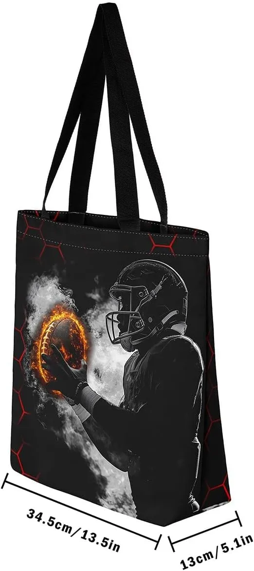 Castle Fairy Gamer Canvas Tote Bag Aesthetic for Women,Ball Sports Reusable Grocery Handbag