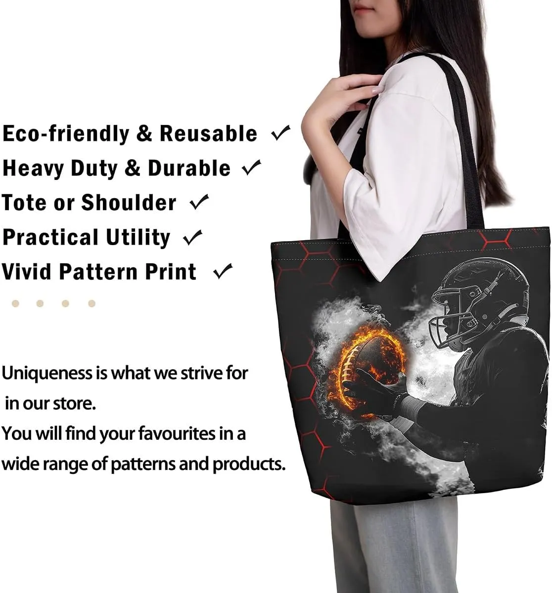 Castle Fairy Gamer Canvas Tote Bag Aesthetic for Women,Ball Sports Reusable Grocery Handbag