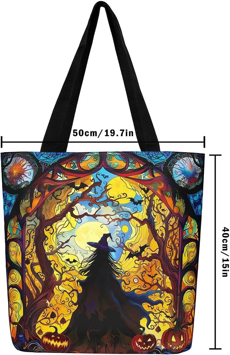 Castle Fairy Gothic Canvas Tote Bag Aesthetic for Women Girls,Sun Moon Halloween Reusable Grocery Handbag