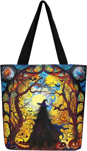 Castle Fairy Gothic Canvas Tote Bag Aesthetic for Women Girls,Sun Moon Halloween Reusable Grocery Handbag