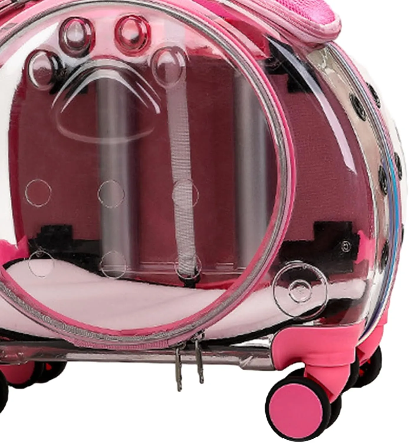 Cat & Dog Travel Backpack & Trolley with Silent Wheels & Telescopic Handle - Pink