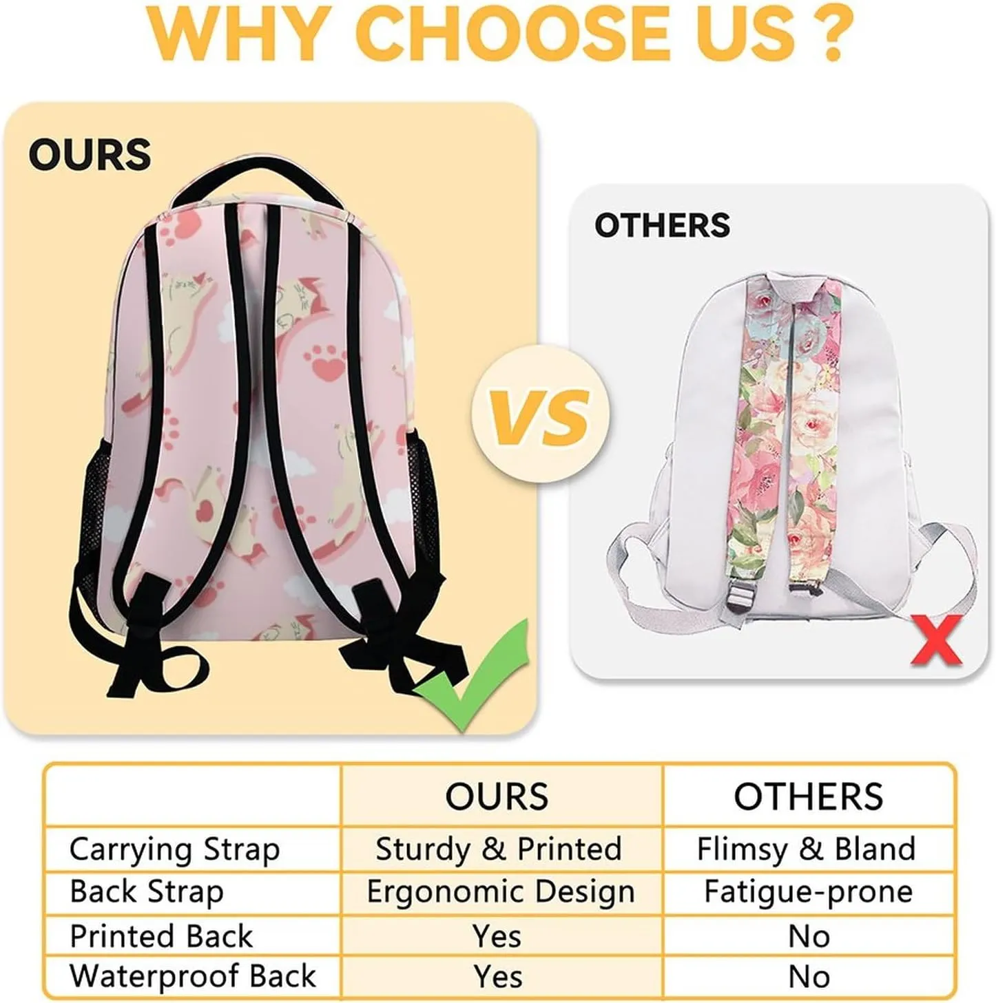 Cat Girls Backpack for School, 16 Inch Pink Backpacks for Kids, Cute Lightweight Bookbag for Travel