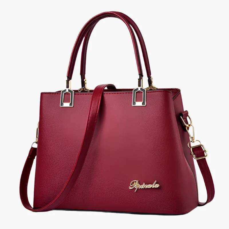 Catherine – Structured Vegan Leather Satchel with Gold Hardware